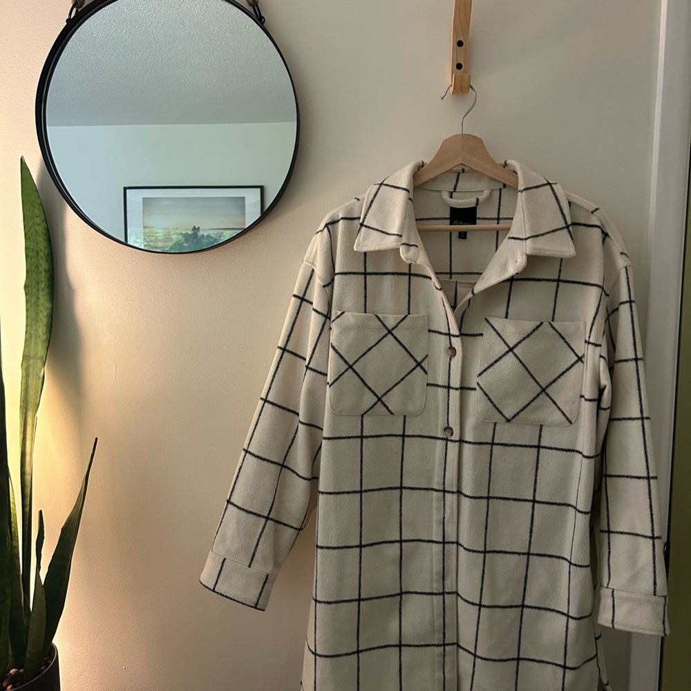 Reitmans - Windowpane Pattern Shirt Jacket (Shacket), Size M